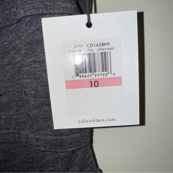 NWT Calvin Klein Womens Sleeveless Charcoal Gray Ruffle Layer Sheath Dress 10 - Picture 8 of 13